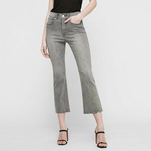 Express High Waisted Faded Black Cropped Flare Jeans